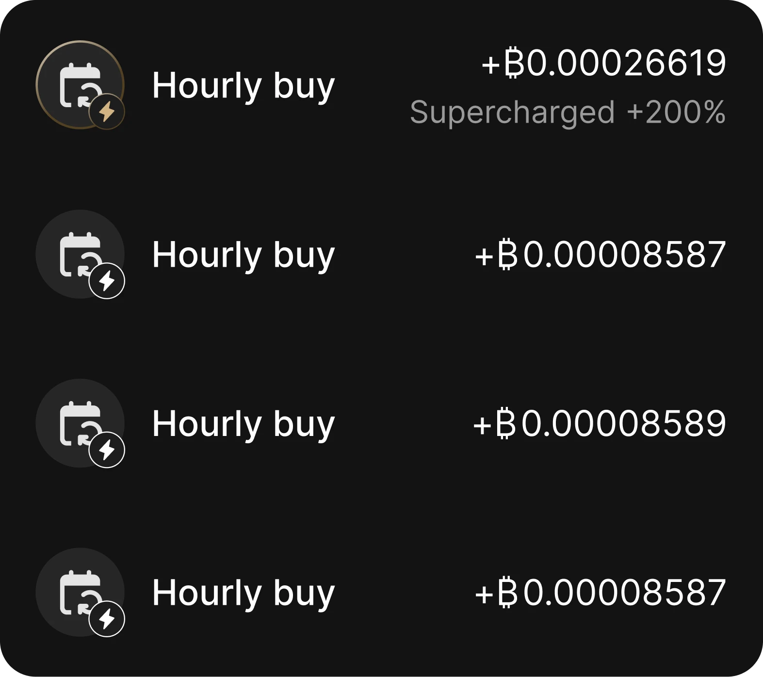 XMC's recurring Bitcoin purchase interface